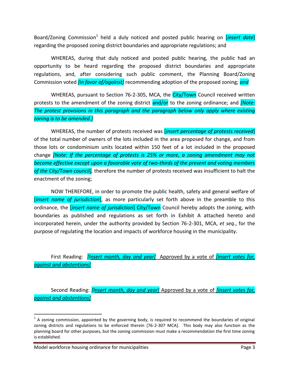 Model Workforce Housing Ordinance for Municipalities - Montana, Page 3