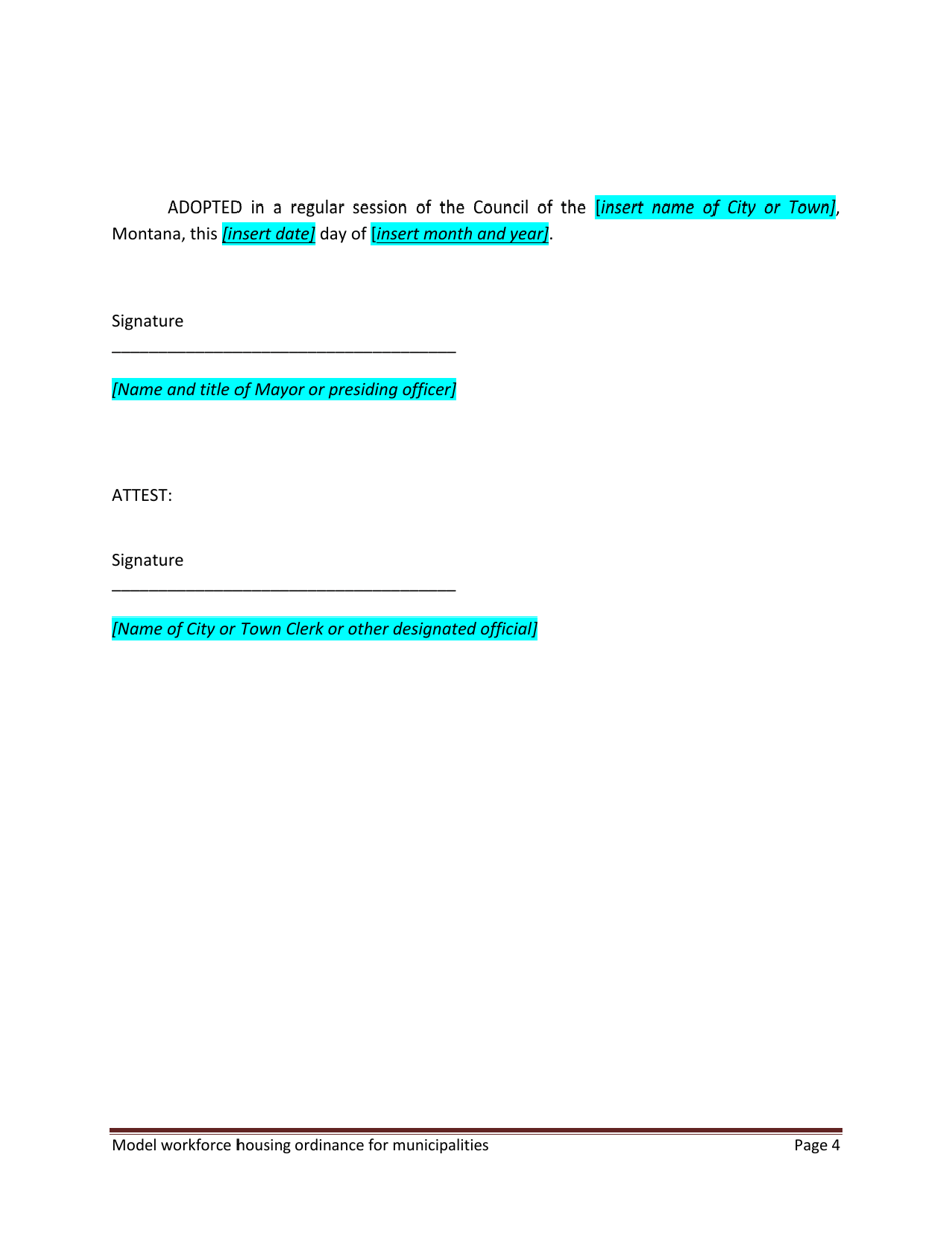 Model Workforce Housing Ordinance for Municipalities - Montana, Page 4