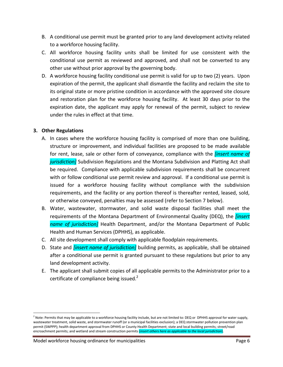 Model Workforce Housing Ordinance for Municipalities - Montana, Page 6