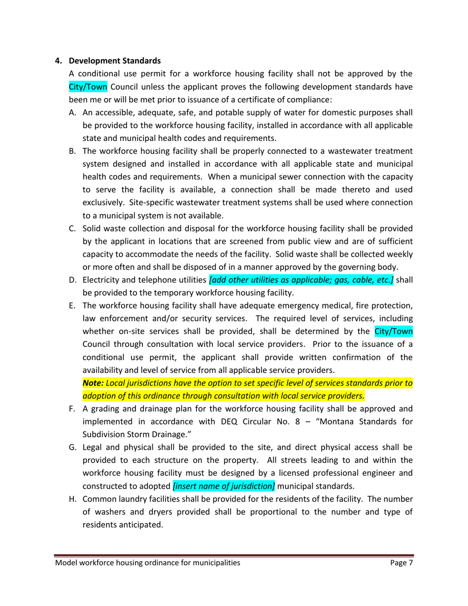 Model Workforce Housing Ordinance for Municipalities - Montana, Page 7