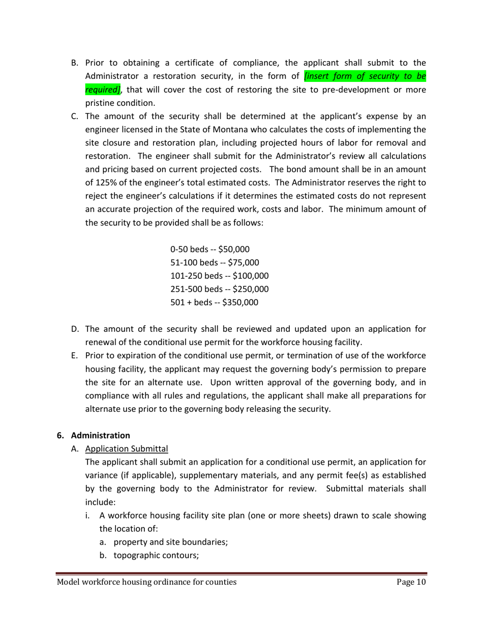 Model Workforce Housing Ordinance for Counties - Montana, Page 10
