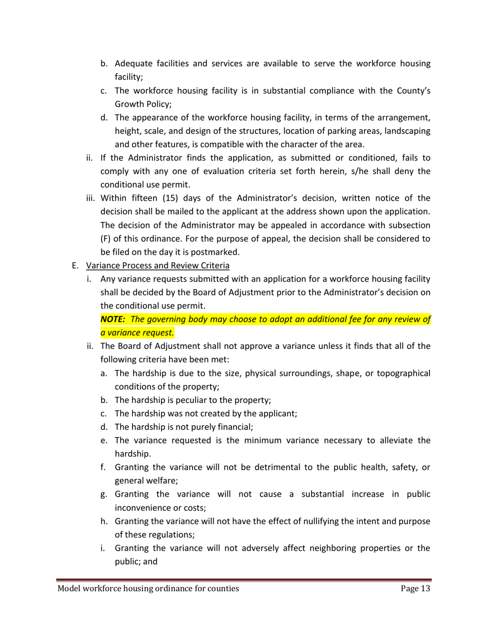 Model Workforce Housing Ordinance for Counties - Montana, Page 13