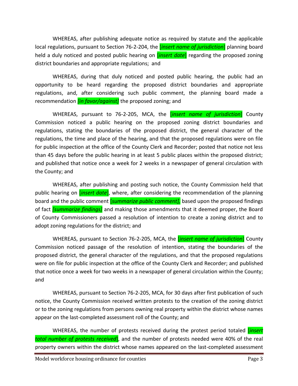 Model Workforce Housing Ordinance for Counties - Montana, Page 3