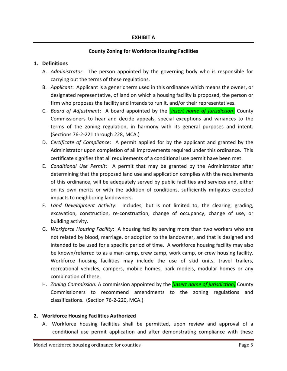 Model Workforce Housing Ordinance for Counties - Montana, Page 5