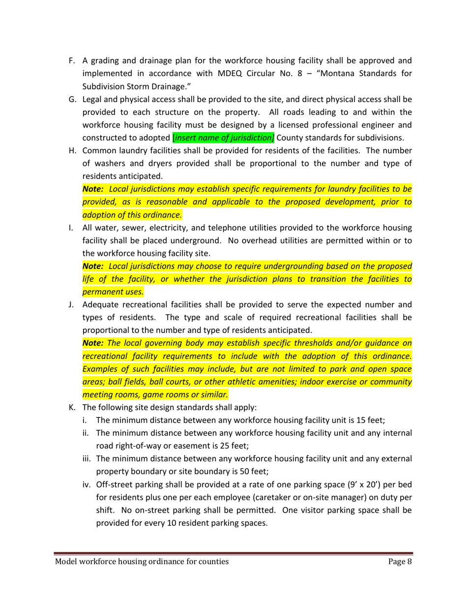 Model Workforce Housing Ordinance for Counties - Montana, Page 8