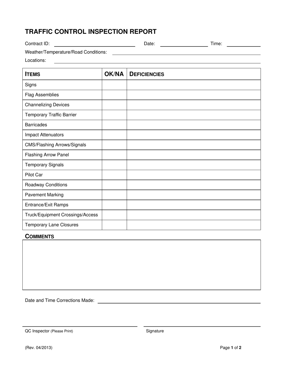 Traffic Control Inspection Report - Missouri, Page 1