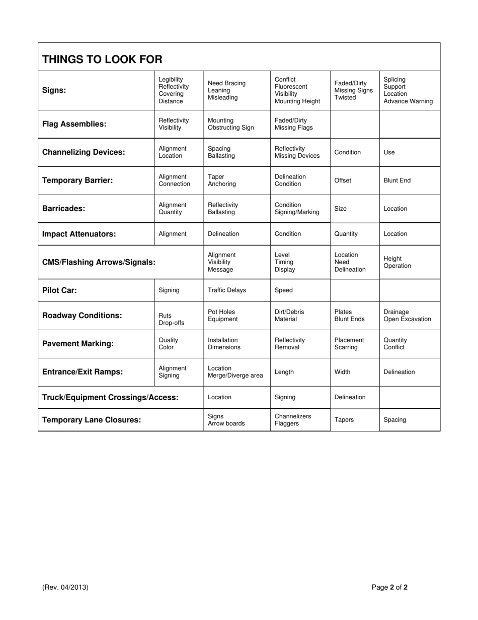 Traffic Control Inspection Report - Missouri, Page 2