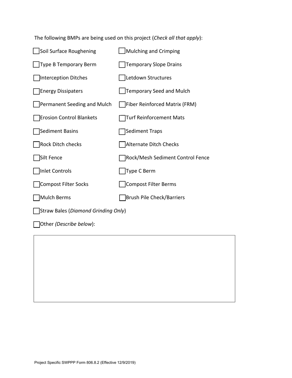 Form 806.8.2 Project-Specific Swppp Information Form - Missouri, Page 2