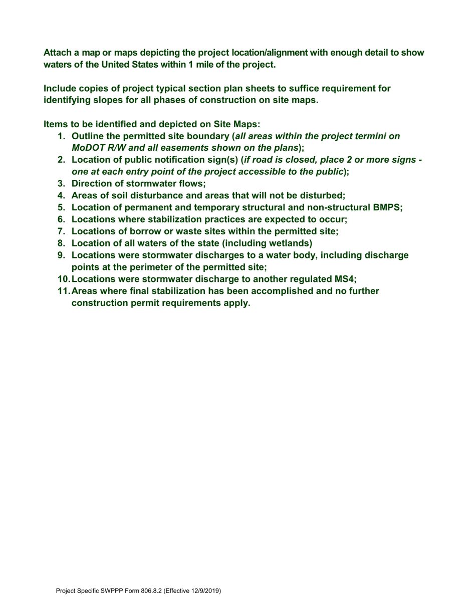 Form 806.8.2 Project-Specific Swppp Information Form - Missouri, Page 4