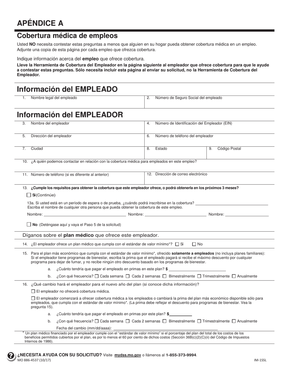 Formulario MO886-4537 Solicitud De Cobertura Medica Y Ayuda Para El Pago De Costos - Missouri (Spanish), Page 10