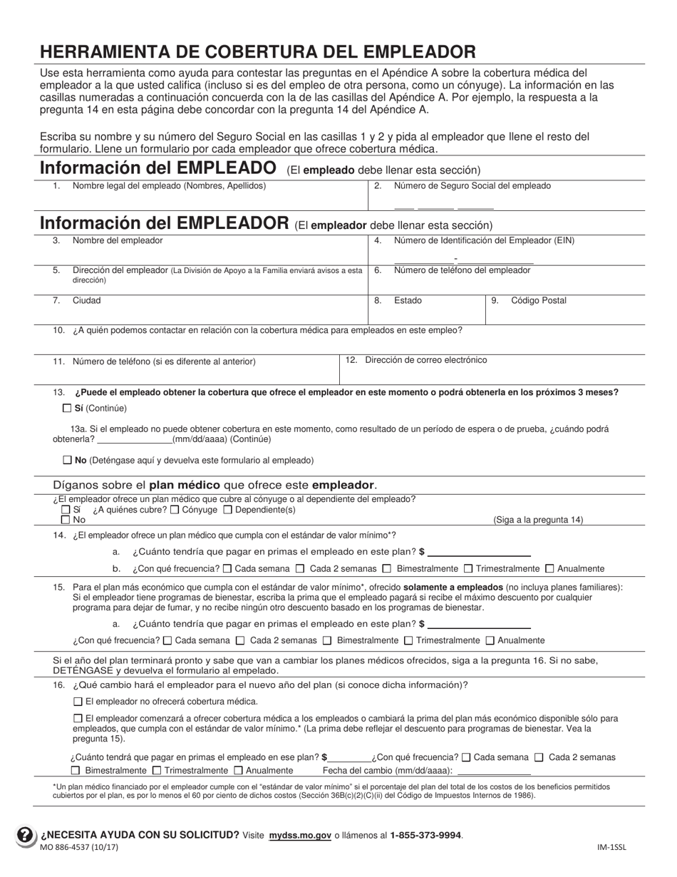 Formulario MO886-4537 Solicitud De Cobertura Medica Y Ayuda Para El Pago De Costos - Missouri (Spanish), Page 11