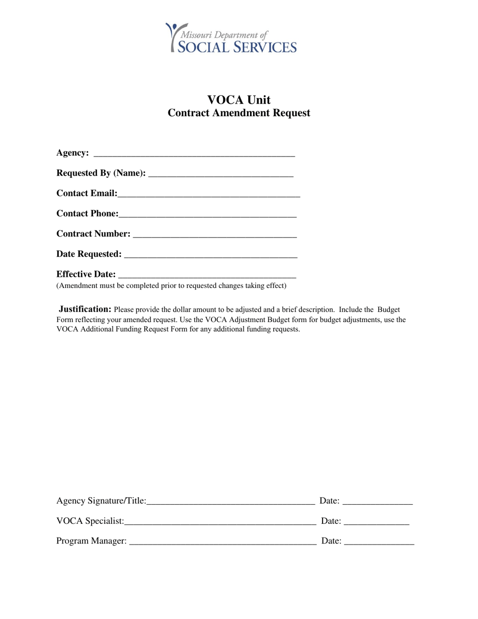 Voca Unit Contract Amendment Request - Missouri, Page 1