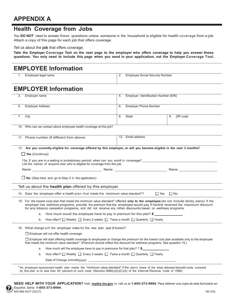 Form MO886-4537 Application for Health Coverage  Help Paying Costs - Missouri, Page 10
