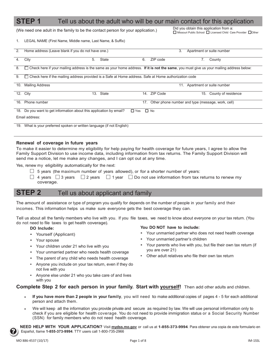 Form MO886-4537 Application for Health Coverage  Help Paying Costs - Missouri, Page 2