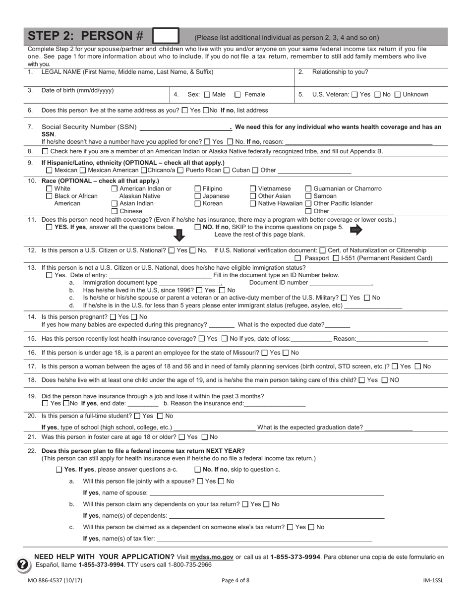Form MO886-4537 Application for Health Coverage  Help Paying Costs - Missouri, Page 5