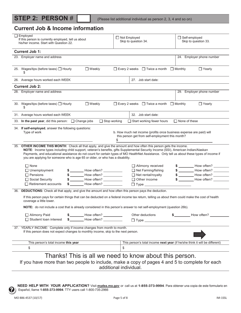 Form MO886-4537 Application for Health Coverage  Help Paying Costs - Missouri, Page 6