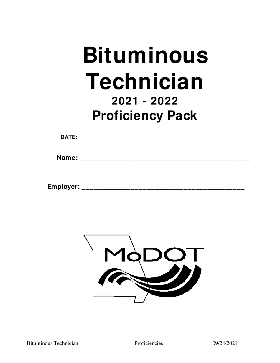 Bituminous Technician Proficiency Pack - Missouri, Page 1