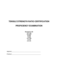 Tensile Strength Ratio Certification Proficiency Examination - Montana