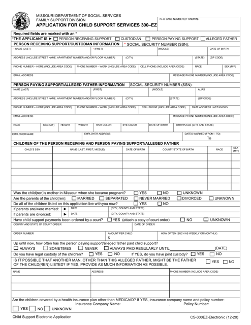 Form CS-300EZ Application for Child Support Services - Missouri