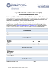 &quot;Request for Substitute Social Security Number (Ssn) Jurisdiction Assigned Number (Jan)&quot; - Montana