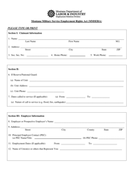 Document preview: Montana Military Service Employment Rights Act (Mmsera) Complaint Form - Montana