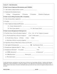 Montana Military Service Employment Rights Act (Mmsera) Complaint Form - Montana, Page 2