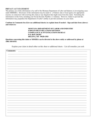 Montana Military Service Employment Rights Act (Mmsera) Complaint Form - Montana, Page 3