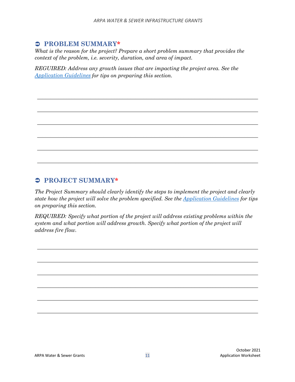 Arpa Water  Sewer Infrastructure Grant Application Worksheet - Montana, Page 11