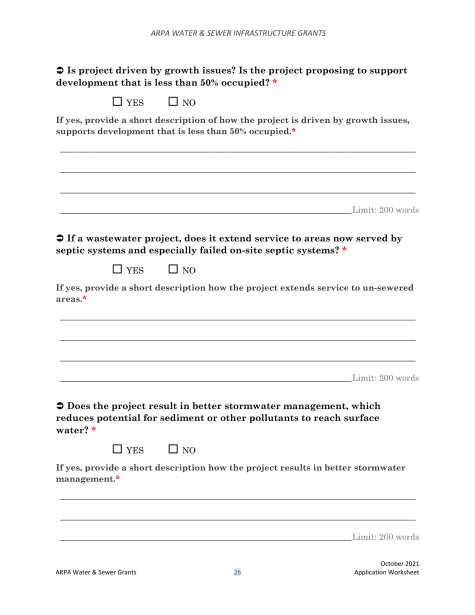 Arpa Water  Sewer Infrastructure Grant Application Worksheet - Montana, Page 26