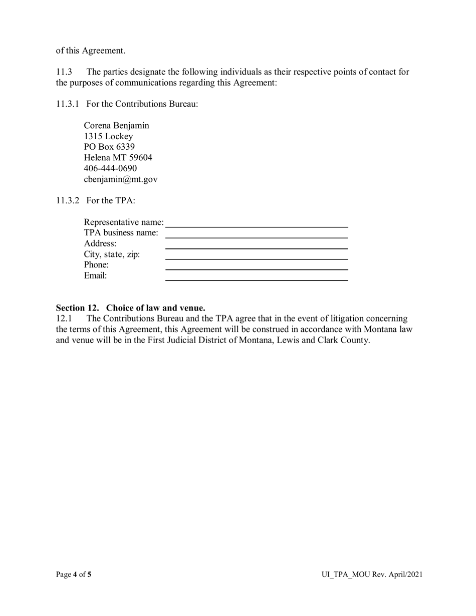 Agreement for Confirmation of Client Signed Authorization and Transfer and Use of Information - Montana, Page 4