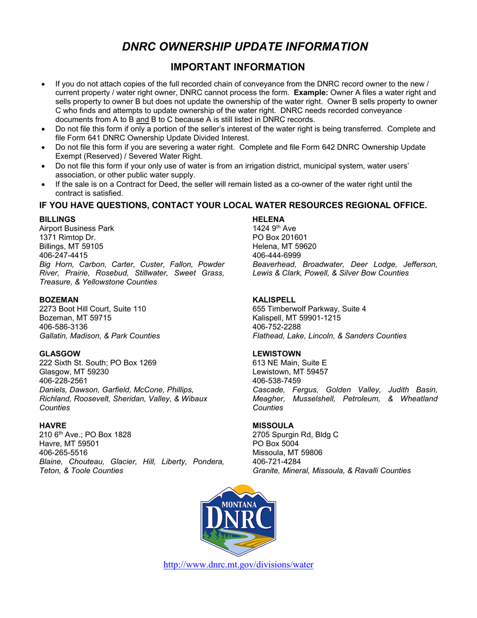 Form 608 Dnrc Water Right Ownership Update - Montana, Page 2