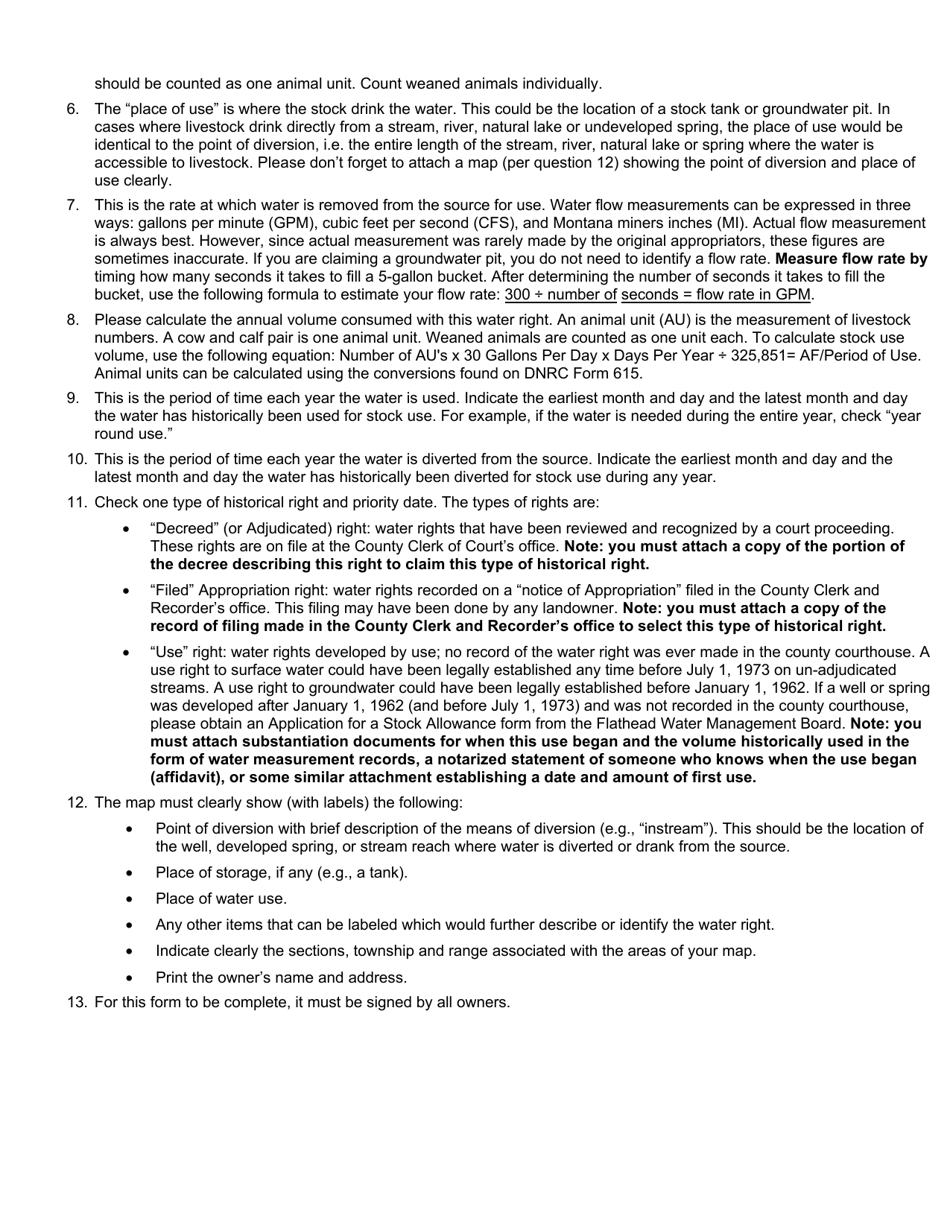 Form 222F-STOCK Pre-1973 Stock Use Registration of Previously Unrecorded Existing Uses on the Flathead Reservation - Montana, Page 4