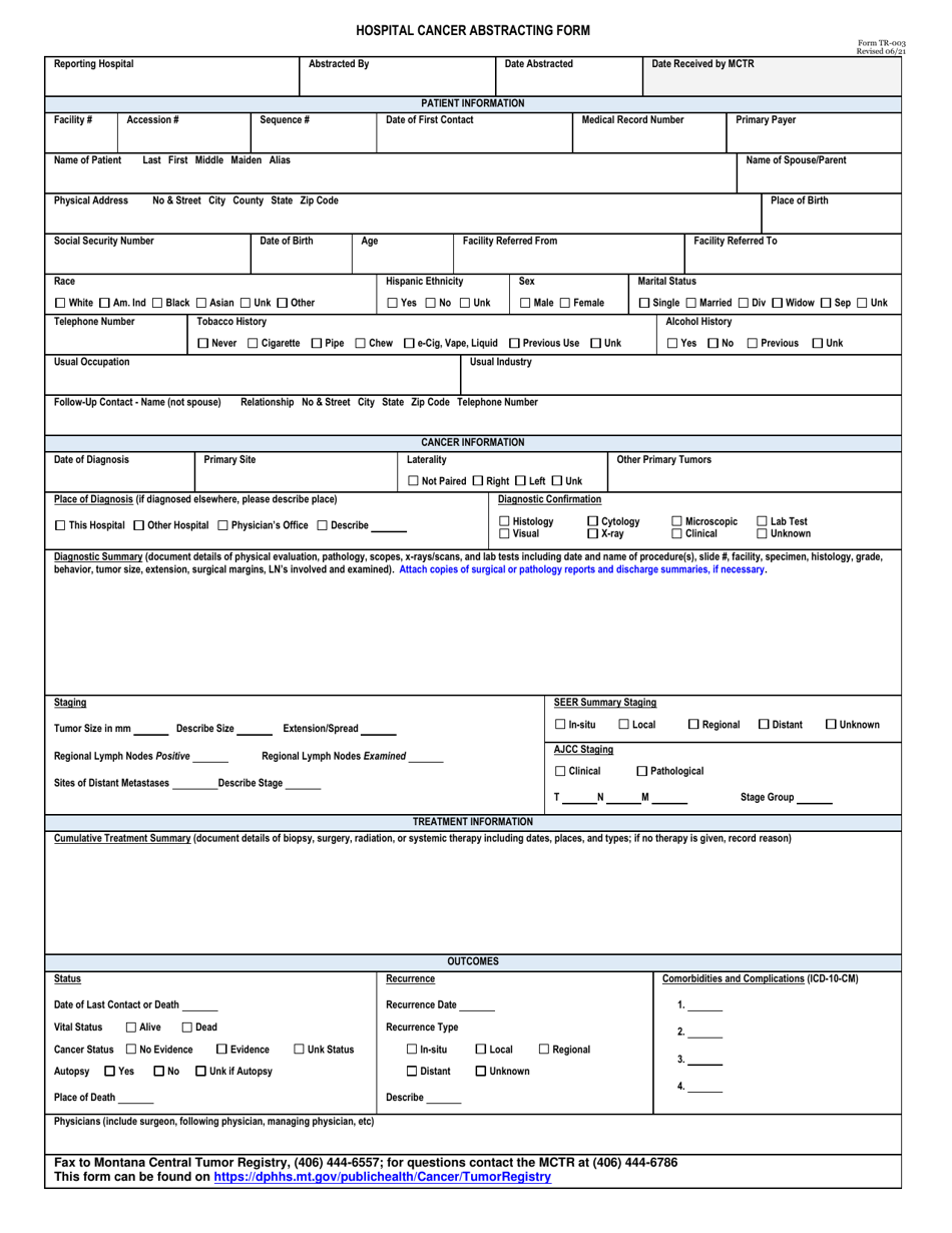 Form Tr-003 - Fill Out, Sign Online And Download Fillable Pdf, Montana 