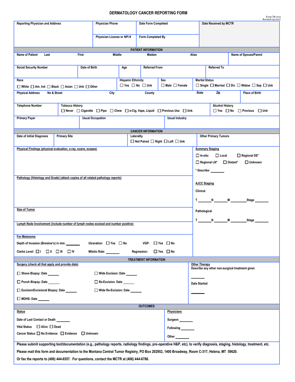 Form TR-003 - Fill Out, Sign Online and Download Fillable PDF, Montana ...