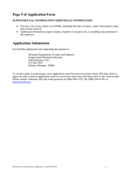 Instructions for Workers&#039; Compensation Self-insurance Application - Montana, Page 5