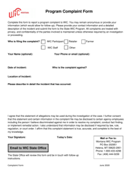 Program Complaint Form - Montana