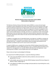 Document preview: Montana Infectious Disease Information System (Midis) Memorandum of Agreement - Montana
