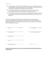 Montana Infectious Disease Information System (Midis) Memorandum of Agreement - Montana, Page 2