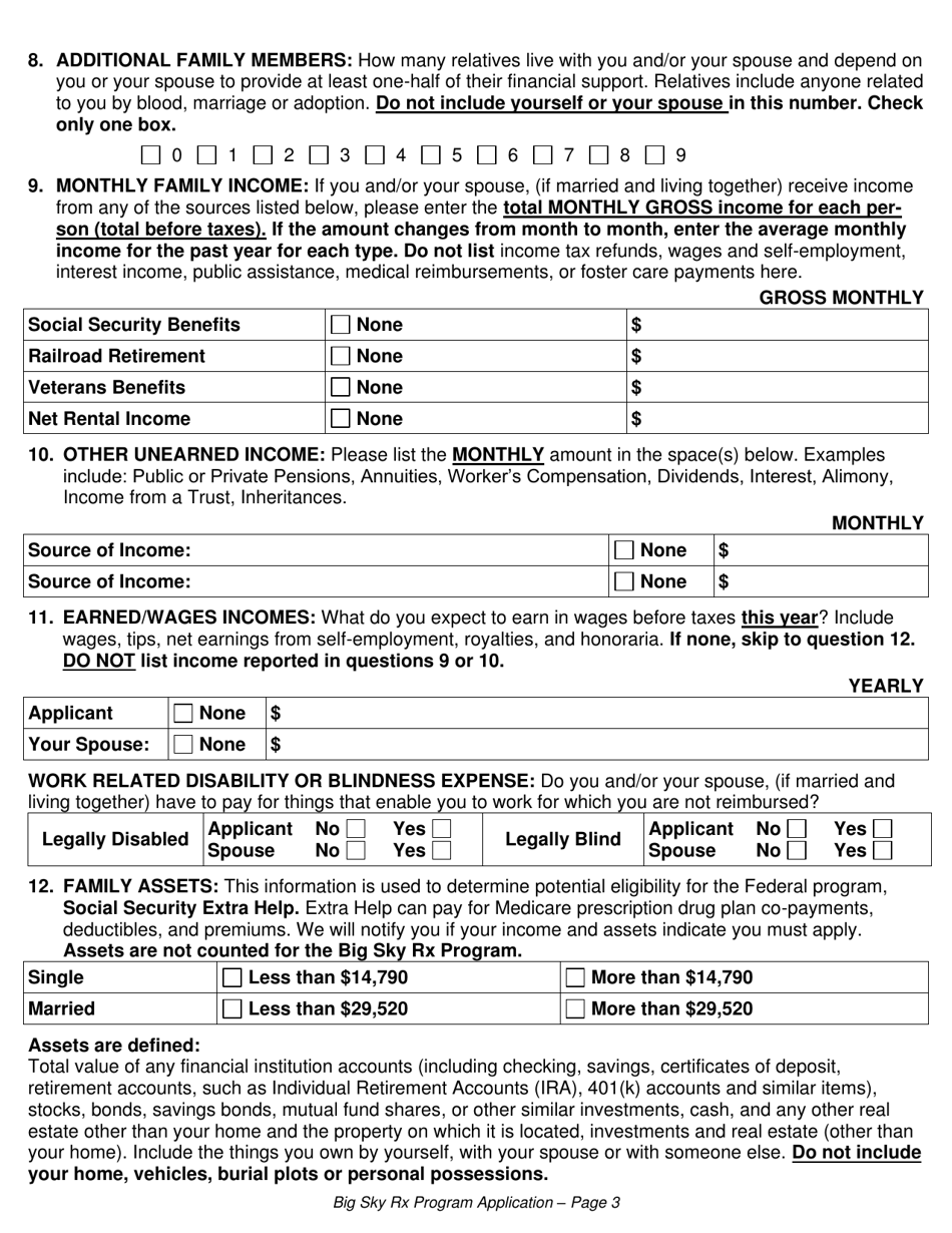 Big Sky Rx Program Application - Montana, Page 3