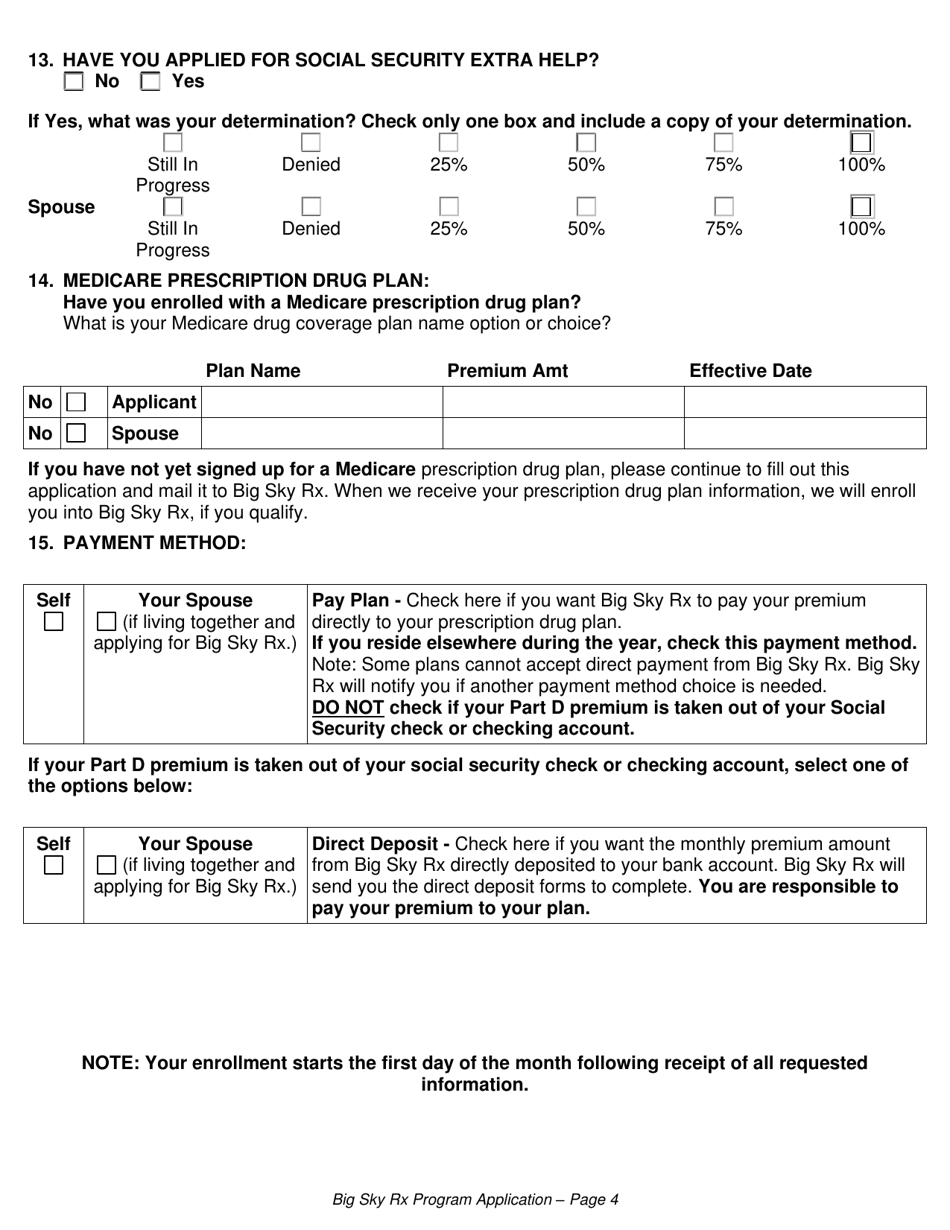 Big Sky Rx Program Application - Montana, Page 4