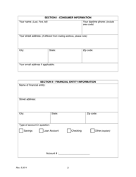 Financial Institutions Complaint Form - Nebraska, Page 2