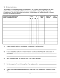 Application for Registration as Issuer-Dealer Agent - Nebraska, Page 2