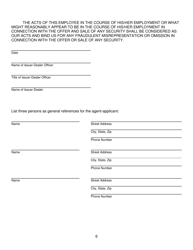 Application for Registration as Issuer-Dealer Agent - Nebraska, Page 6