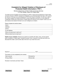 Form HPS-404 &quot;Complaint for Alleged Violation of Disclosure of Protected Health Information (Phi)&quot; - Montana