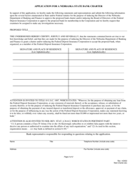 Application for a Nebraska State Bank Charter - Nebraska, Page 2