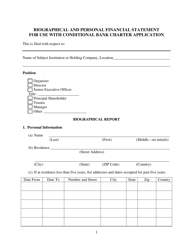 Biographical and Personal Financial Statement for Use With Conditional Bank Charter Application - Nebraska, Page 3