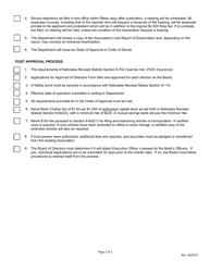 Instructions for Federal Savings Association Application to Convert to a Nebraska State Bank - Nebraska, Page 2