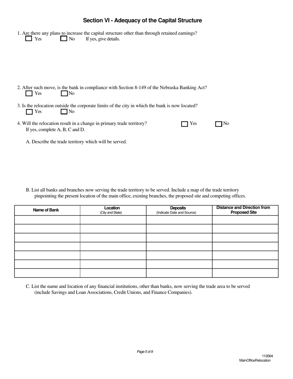 Application to Move Main Office - Nebraska, Page 5