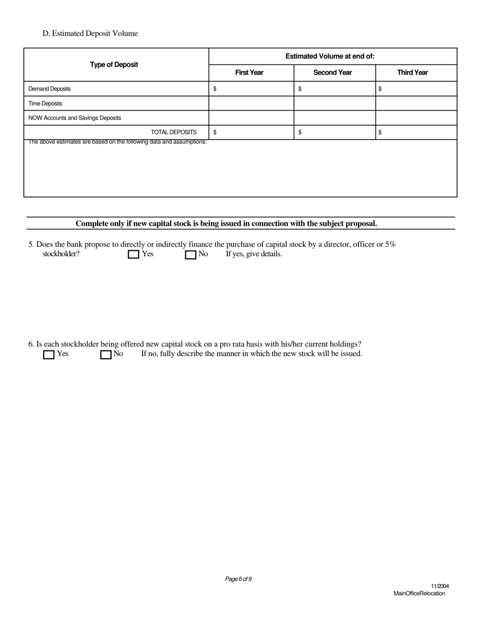 Application to Move Main Office - Nebraska, Page 6
