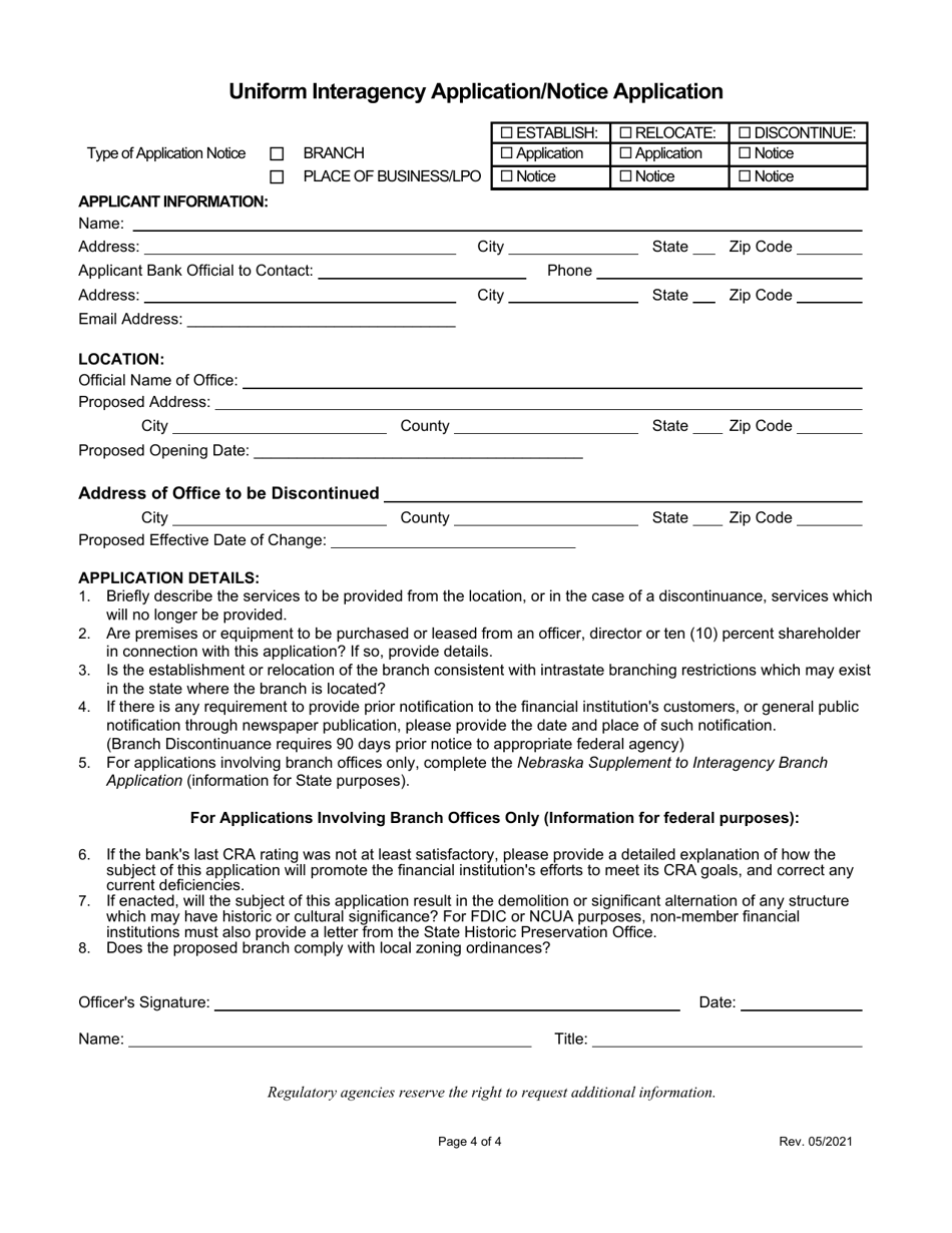 Uniform Interagency Application / Notice Application - Nebraska, Page 4